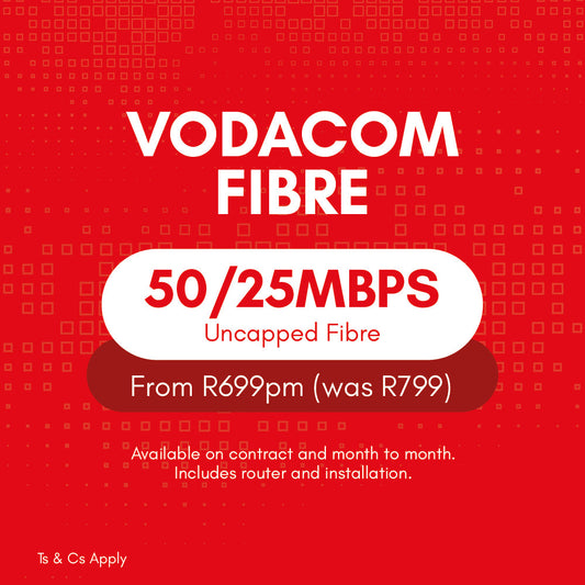 Vodacom Uncapped Fibre 50/25 Mpbs | Vasco Connect